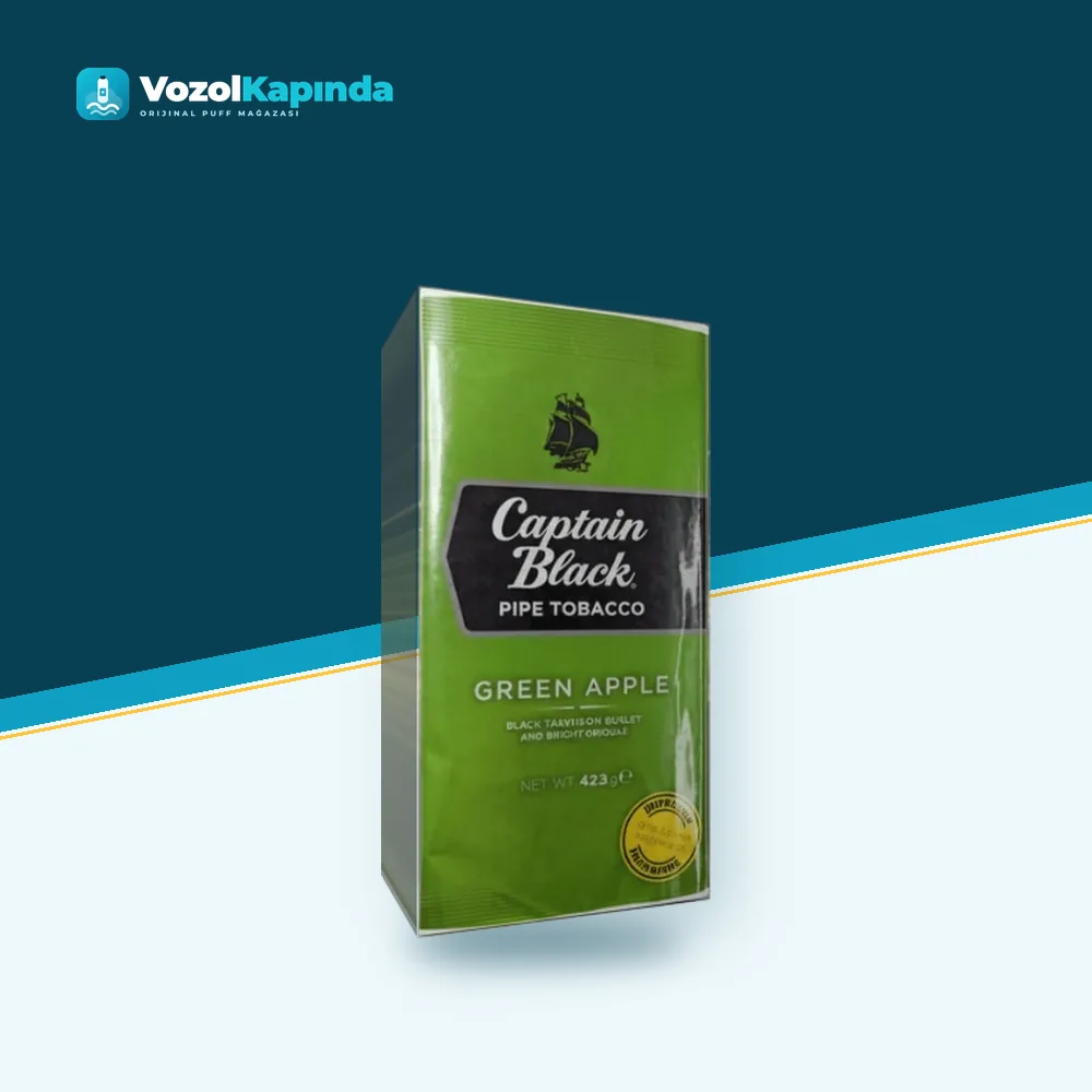 Captain Black Green Apple Pipo Tütünü Yeşil Elma aromalı Orijinal Ambalaj Captain Black Green Apple Pipo Tütünü Yeşil Elma aromalı ürün görseli, orijinal pipo tütünü