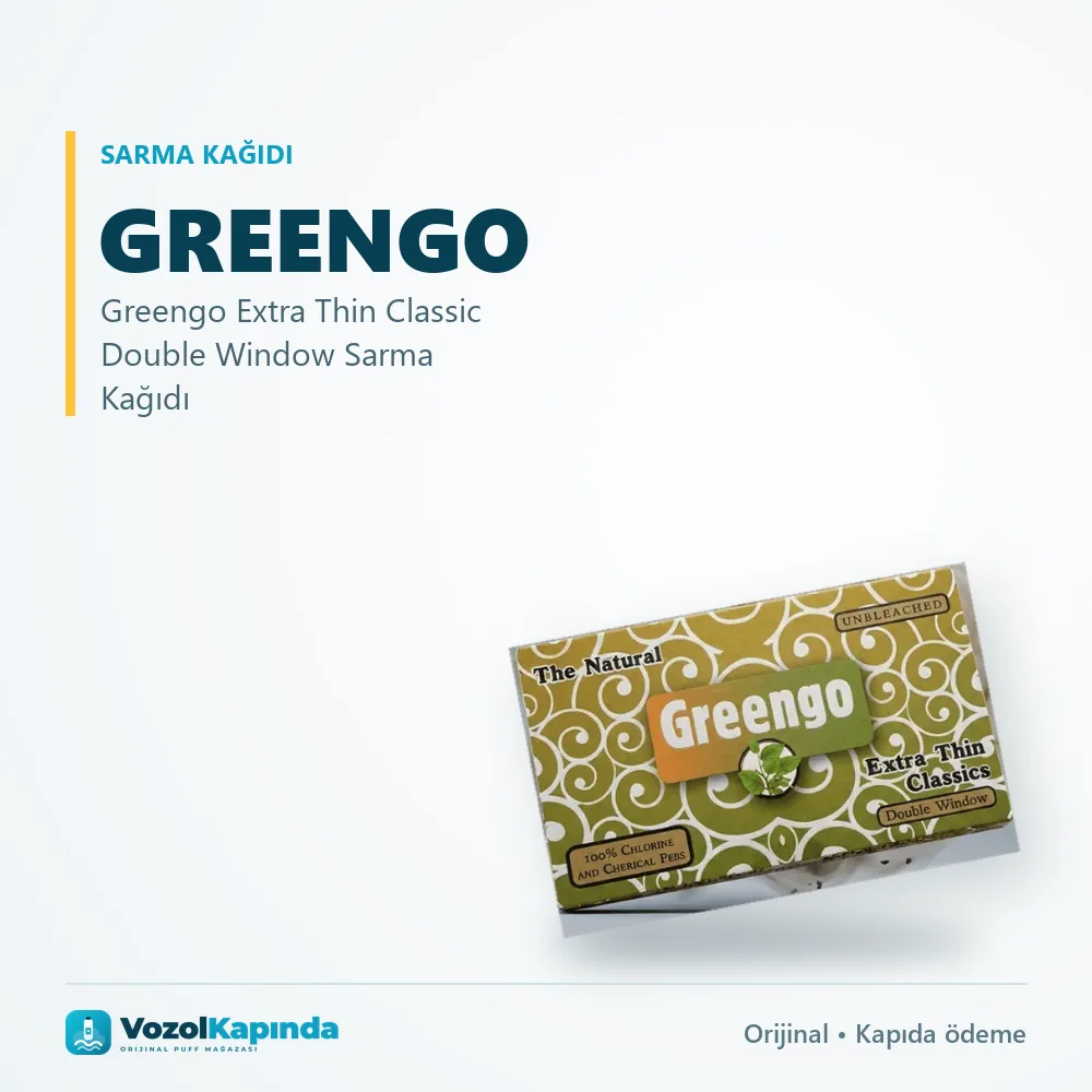 Greengo Extra Thin Classic Double Window Sarma Kağıdı Özellikleri Greengo Extra Thin Classic Double Window Sarma Kağıdı bilgi kartı, orijinal sarma kağıdı