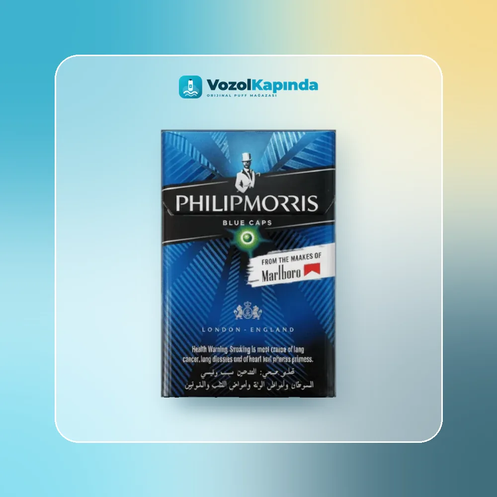 Philip Morris Blue Caps ithal sigara Mentollü Paket Görünümü Philip Morris Blue Caps ithal sigara Mentollü ürün görseli, orijinal sigara