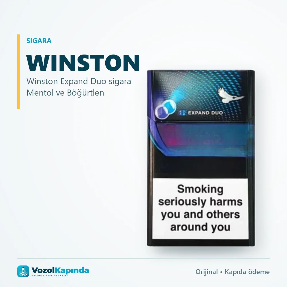 Winston Expand Duo sigara Mentol ve Böğürtlen Bilgi Kartı Winston Expand Duo sigara Mentol ve Böğürtlen özellikleri: orijinal ürün, kapıda ödeme, gizli paket