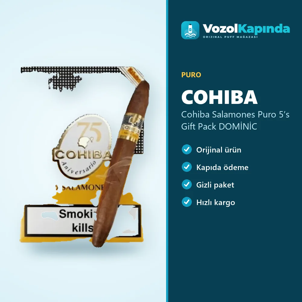 Cohiba Salamones Puro 5’s Gift Pack DOMİNİC bilgi kartı, orijinal puro