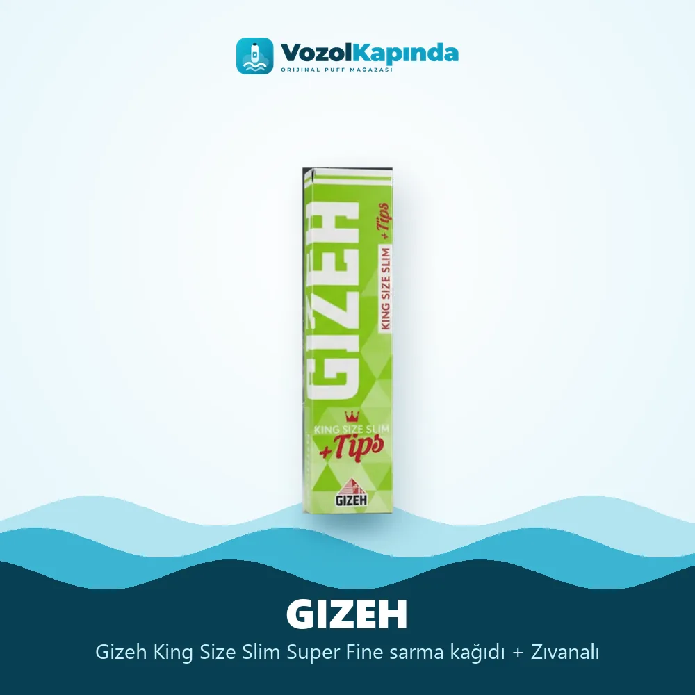 Gizeh King Size Slim Super Fine sarma kağıdı + Zıvanalı Özellikleri Gizeh King Size Slim Super Fine sarma kağıdı + Zıvanalı bilgi kartı, orijinal sarma kağıdı