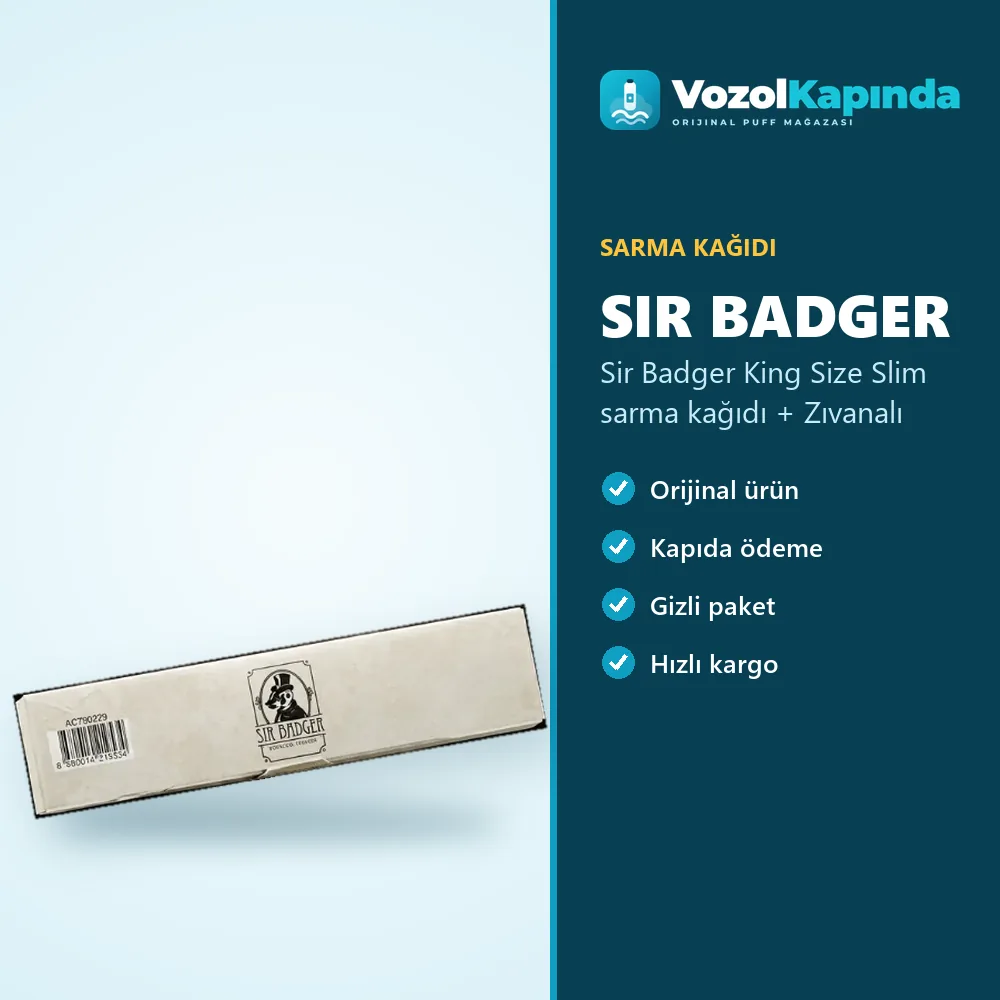 Sir Badger King Size Slim sarma kağıdı + Zıvanalı Özellikleri Sir Badger King Size Slim sarma kağıdı + Zıvanalı sipariş avantajları: kapıda ödeme ve gizli paket