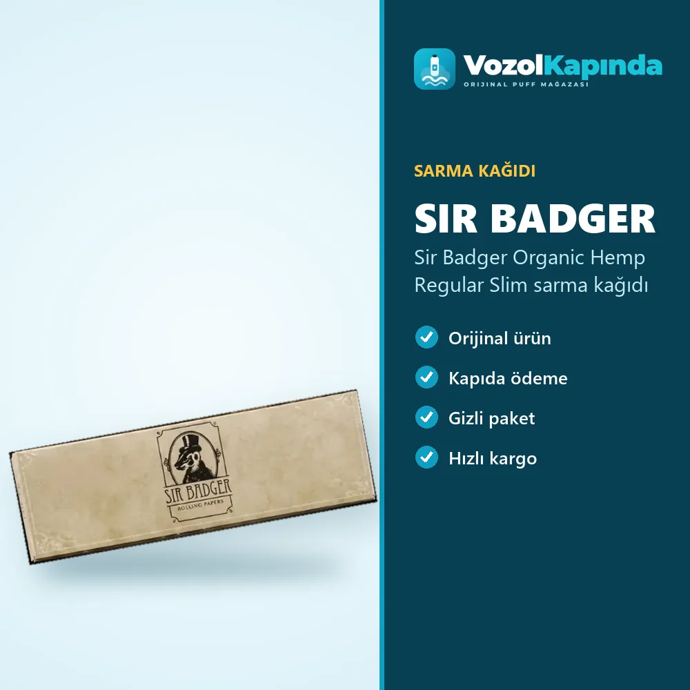Sir Badger Organic Hemp Regular Slim sarma kağıdı Özellikleri Sir Badger Organic Hemp Regular Slim sarma kağıdı özellikleri: orijinal ürün, kapıda ödeme, gizli paket