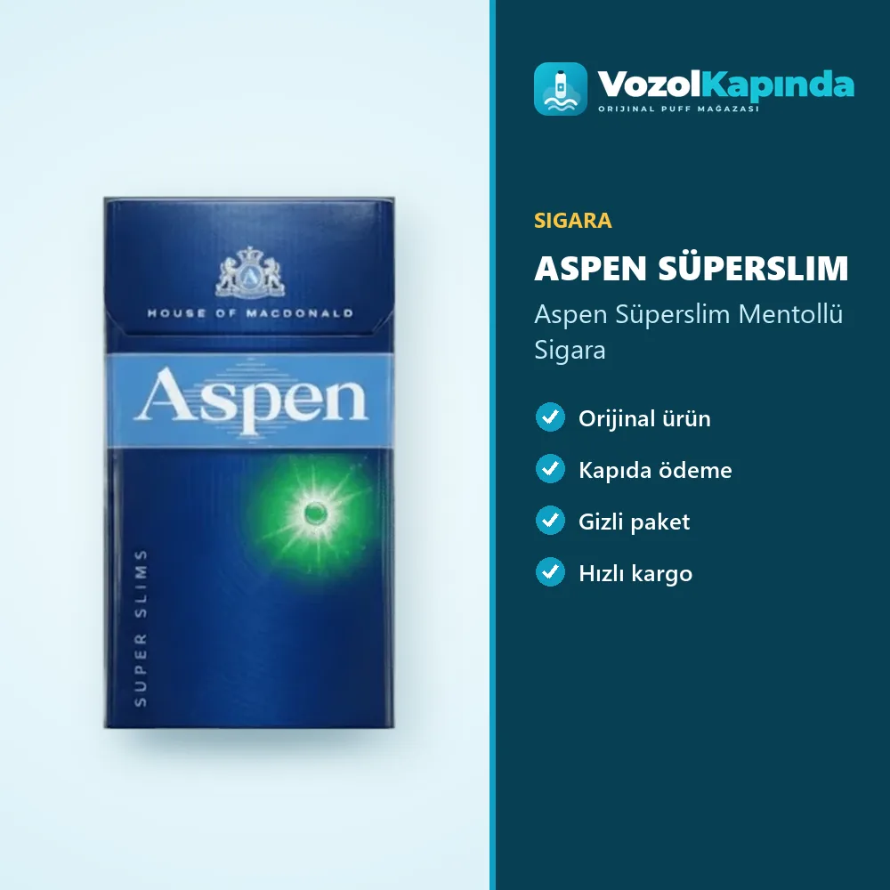 Aspen Süperslim Mentollü Sigara Özellikleri Aspen Süperslim Mentollü Sigara sipariş avantajları: kapıda ödeme ve gizli paket