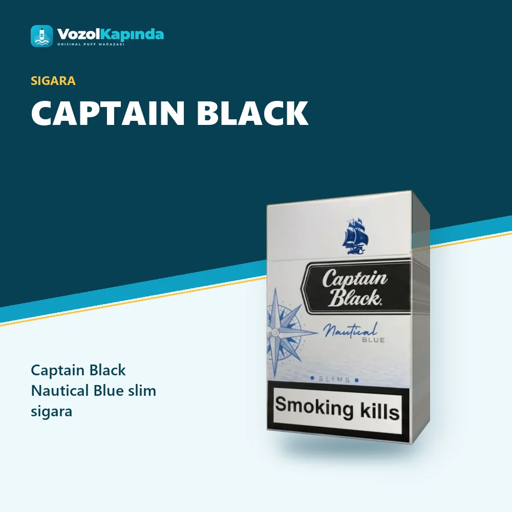 Captain Black Nautical Blue slim sigara Sipariş Bilgileri Captain Black Nautical Blue slim sigara bilgi kartı, orijinal sigara