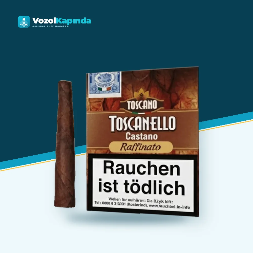 Toscanello Castano Raffinato Puro Fındık Aromalı Paket Görünümü Toscanello Castano Raffinato Puro Fındık Aromalı ön yüz görseli, orijinal ambalaj