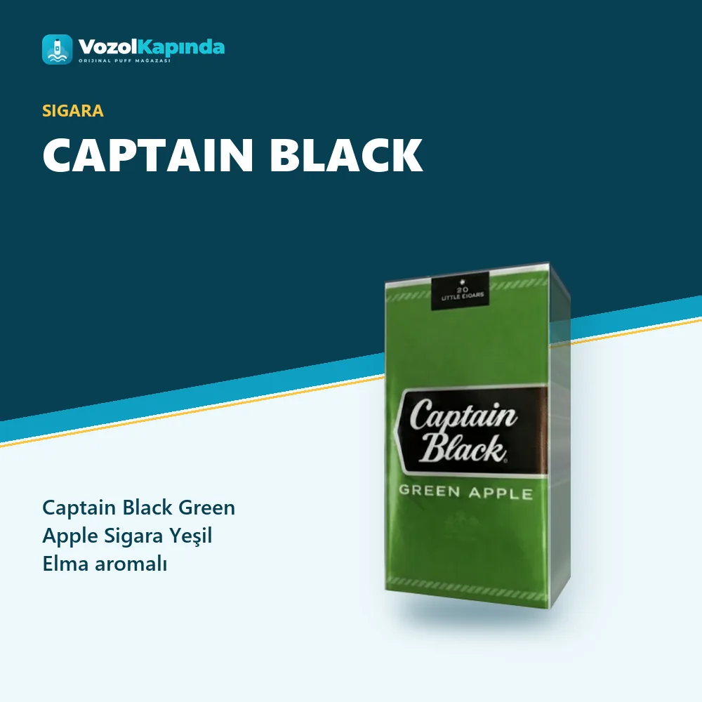 Captain Black Green Apple Sigara Yeşil Elma aromalı özellikleri: orijinal ürün, kapıda ödeme, gizli paket