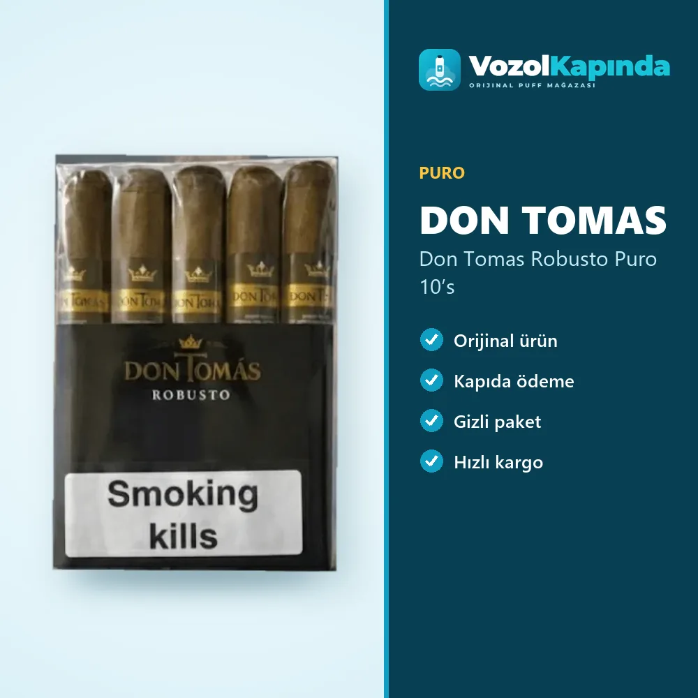 Don Tomas Robusto Puro 10’s bilgi kartı, orijinal puro