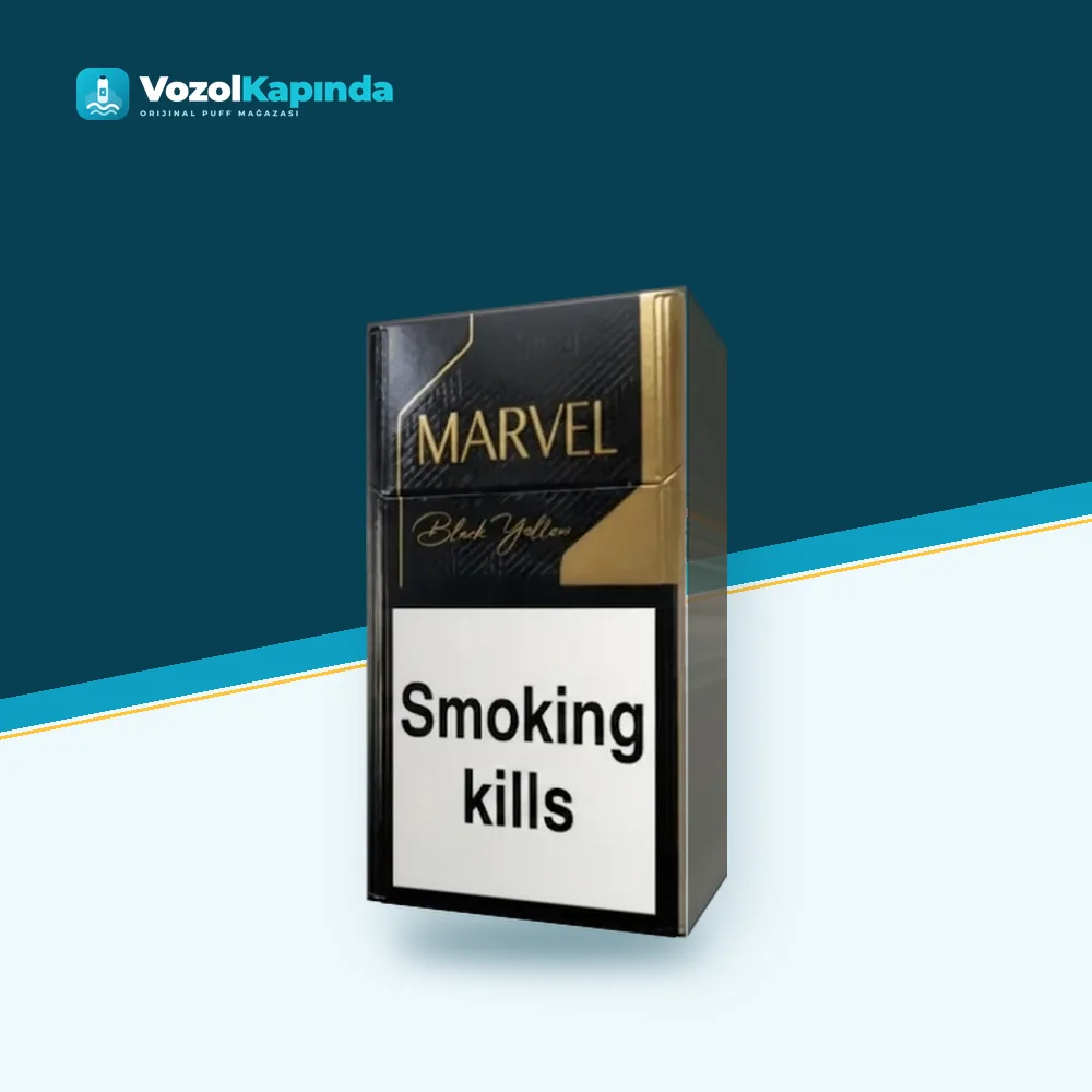 Marvel Black Yellow (Sweeet Vanilla) sigara Vanilya paket görünümü