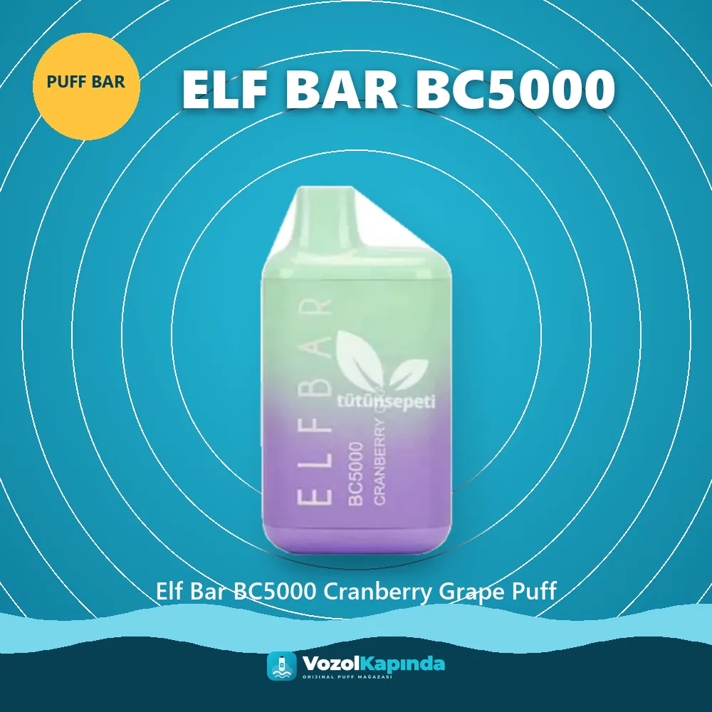 Elf Bar BC5000 Cranberry Grape Puff Özellikleri Elf Bar BC5000 Cranberry Grape Puff bilgi kartı, orijinal puff bar