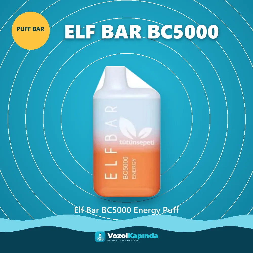 Elf Bar BC5000 Energy Puff Sipariş Bilgileri Elf Bar BC5000 Energy Puff bilgi kartı, orijinal puff bar