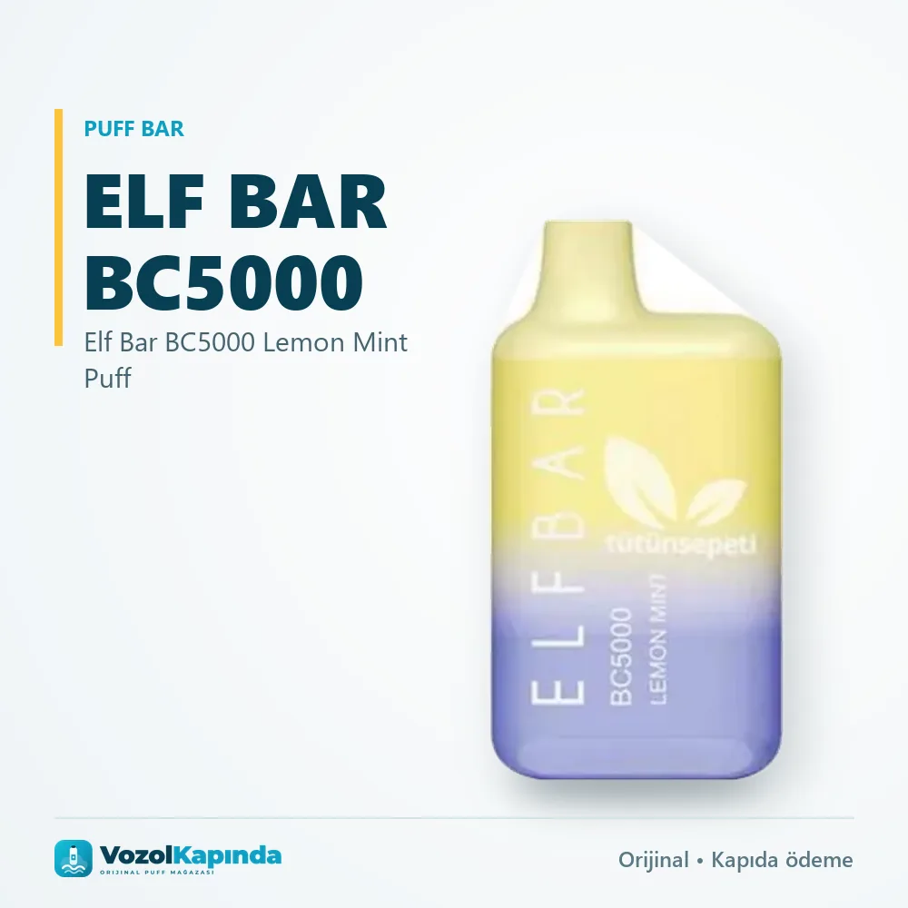 Elf Bar BC5000 Lemon Mint Puff bilgi kartı, orijinal puff bar