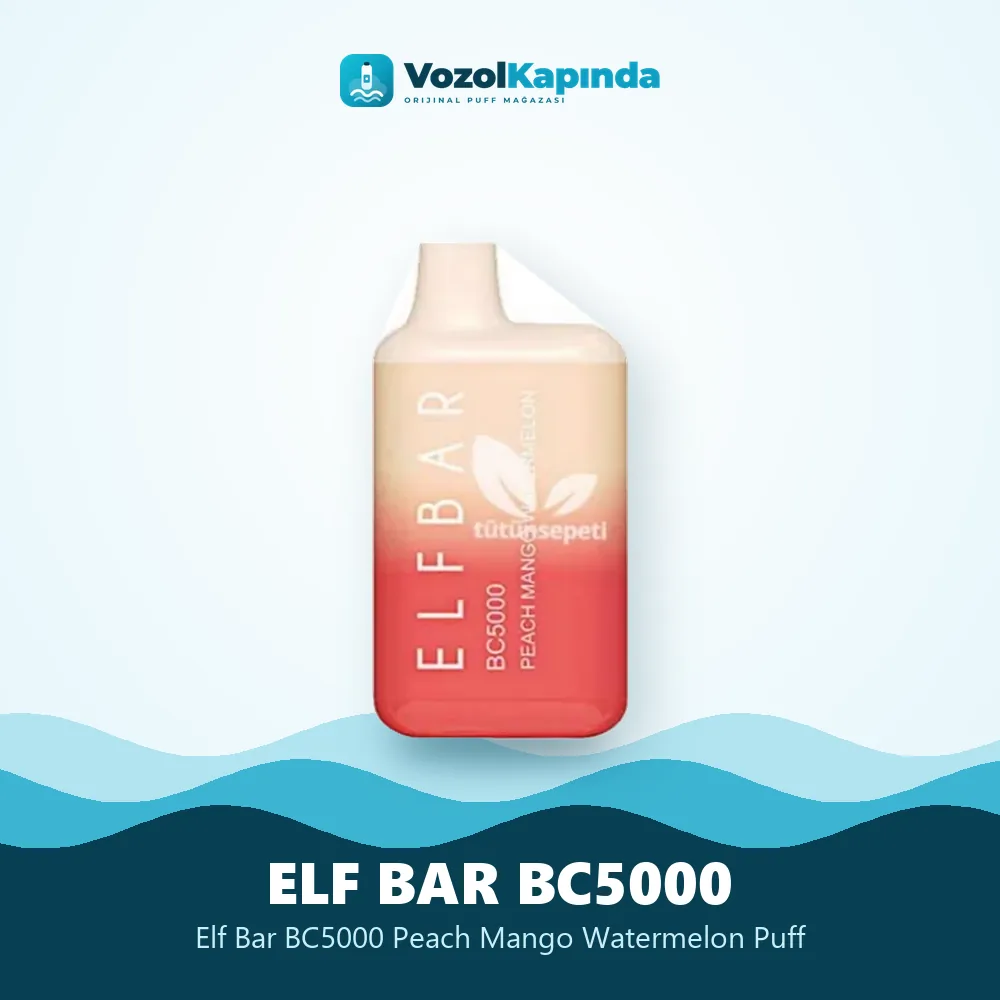 Elf Bar BC5000 Peach Mango Watermelon Puff Sipariş Bilgileri Elf Bar BC5000 Peach Mango Watermelon Puff bilgi kartı, orijinal puff bar