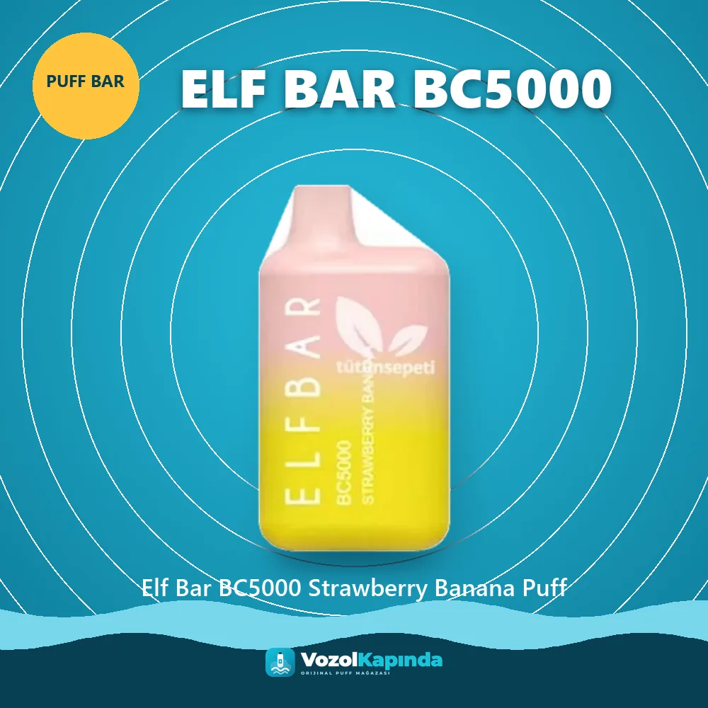 Elf Bar BC5000 Strawberry Banana Puff bilgi kartı, orijinal puff bar