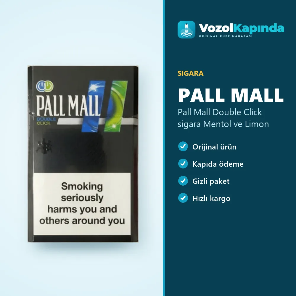 Pall Mall Double Click sigara Mentol ve Limon bilgi kartı, orijinal sigara