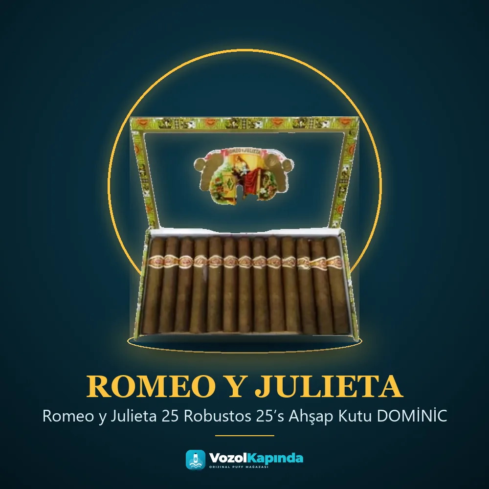 Romeo y Julieta 25 Robustos 25’s Ahşap Kutu DOMİNİC Bilgi Kartı Romeo y Julieta 25 Robustos 25’s Ahşap Kutu DOMİNİC sipariş avantajları: kapıda ödeme ve gizli paket