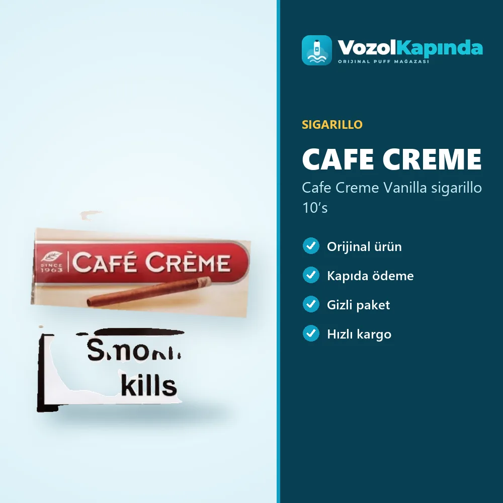 Cafe Creme Vanilla sigarillo 10’s Özellikleri Cafe Creme Vanilla sigarillo 10’s bilgi kartı, orijinal sigarillo