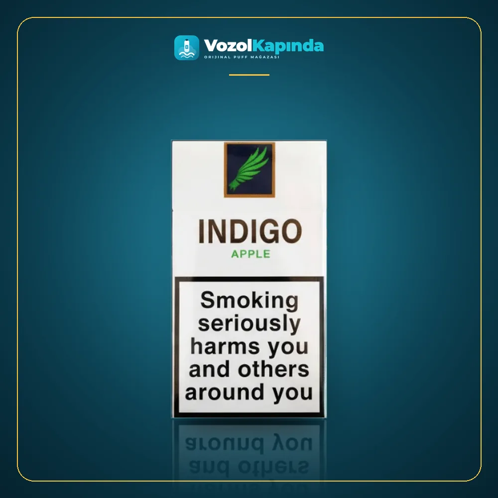 Indigo Apple ithal sigara Elma aromalı Paket Görünümü Indigo Apple ithal sigara Elma aromalı paket görünümü