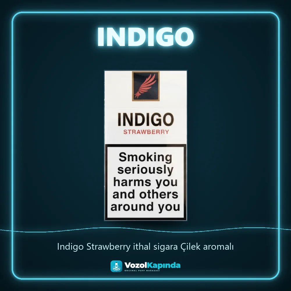 Indigo Strawberry ithal sigara Çilek aromalı Bilgi Kartı Indigo Strawberry ithal sigara Çilek aromalı bilgi kartı, orijinal sigara