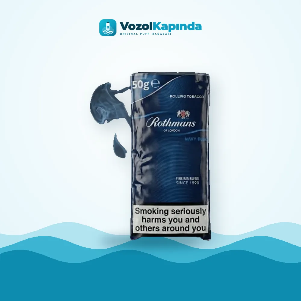 Rothmans Virginia Blend Navy Blue ithal tütün 50gr Paket Görünümü Rothmans Virginia Blend Navy Blue ithal tütün 50gr ön yüz görseli, orijinal ambalaj