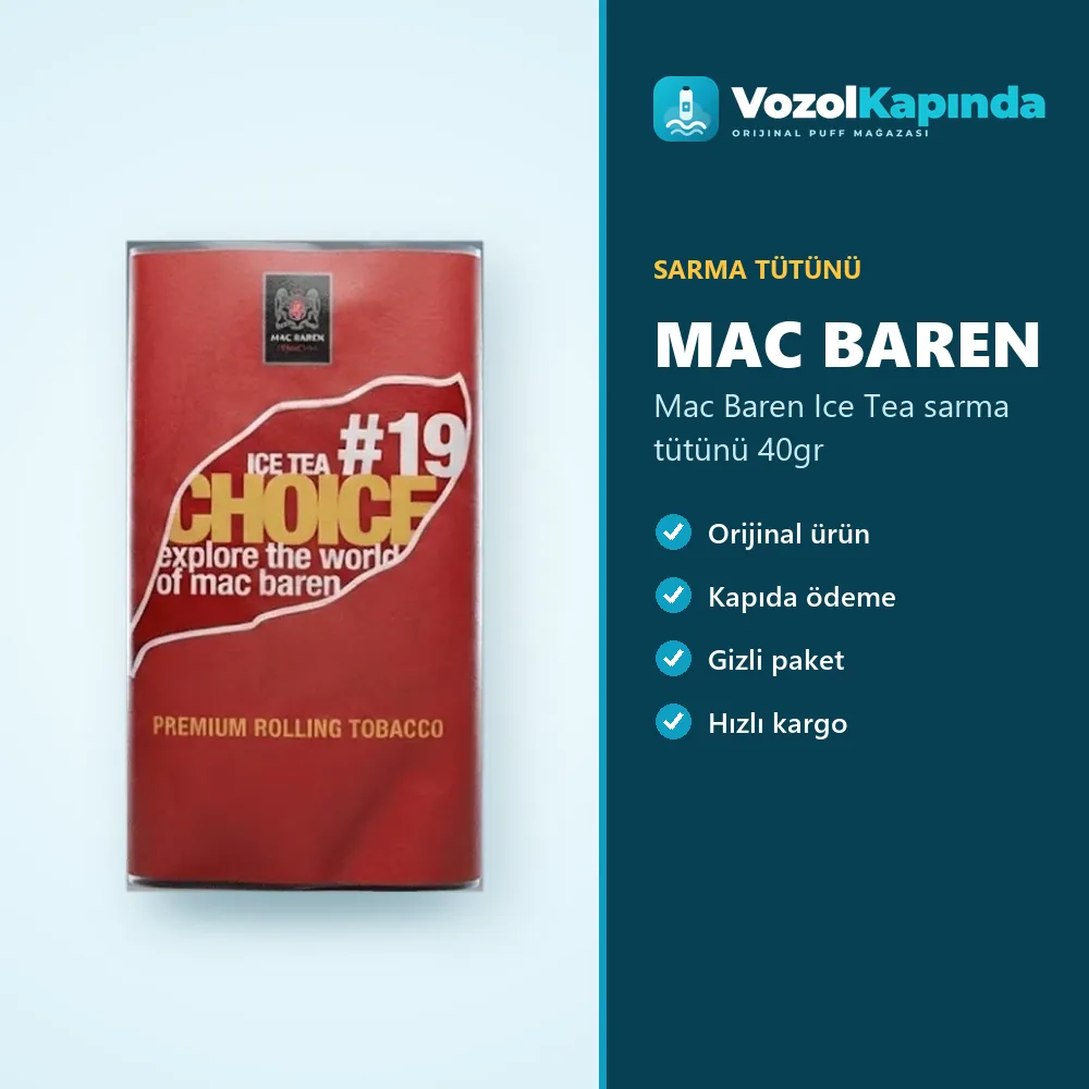 Mac Baren Ice Tea sarma tütünü 40gr özellikleri: orijinal ürün, kapıda ödeme, gizli paket