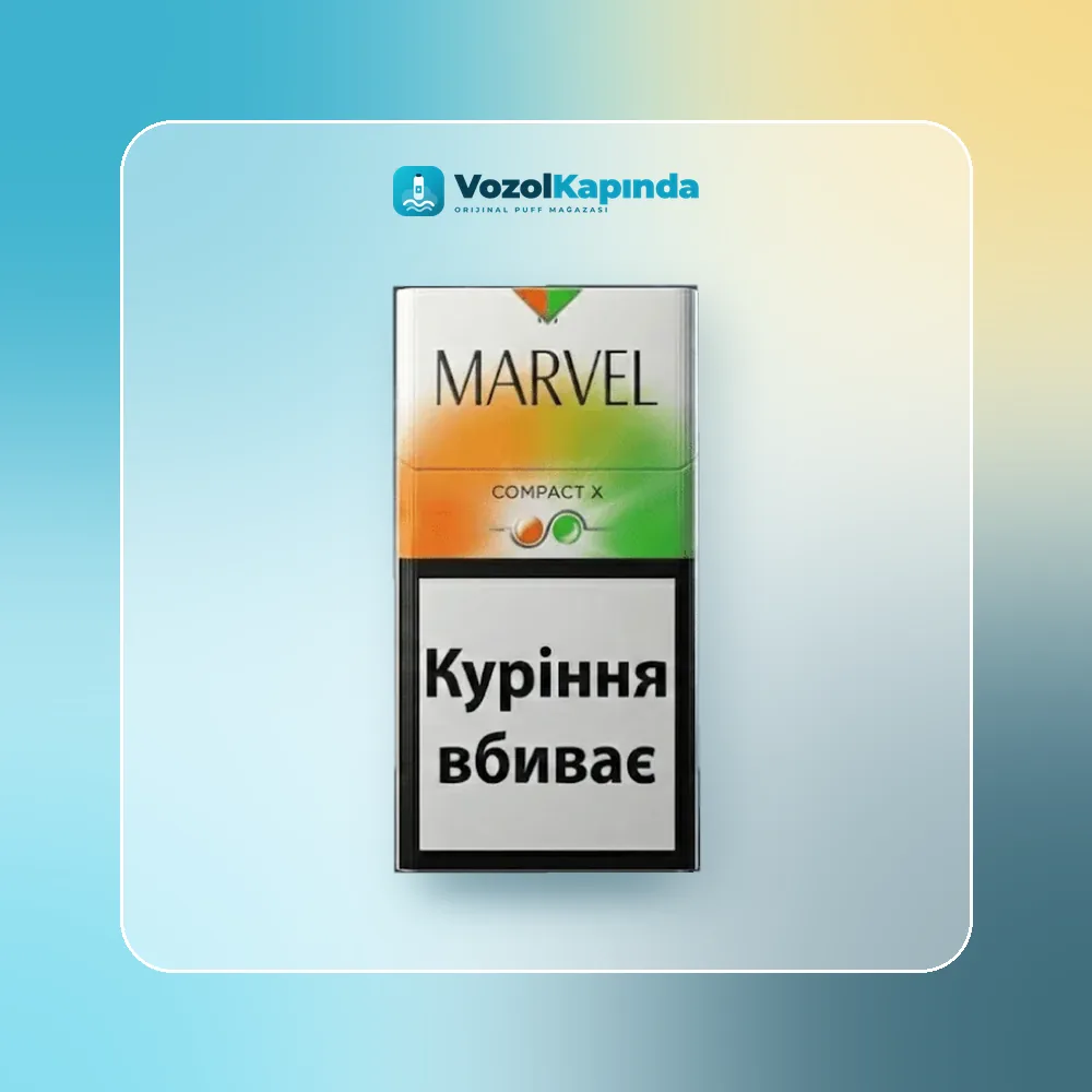 Marvel Compact X sigara Mandalina ve Elma aromalı ön yüz görseli, orijinal ambalaj