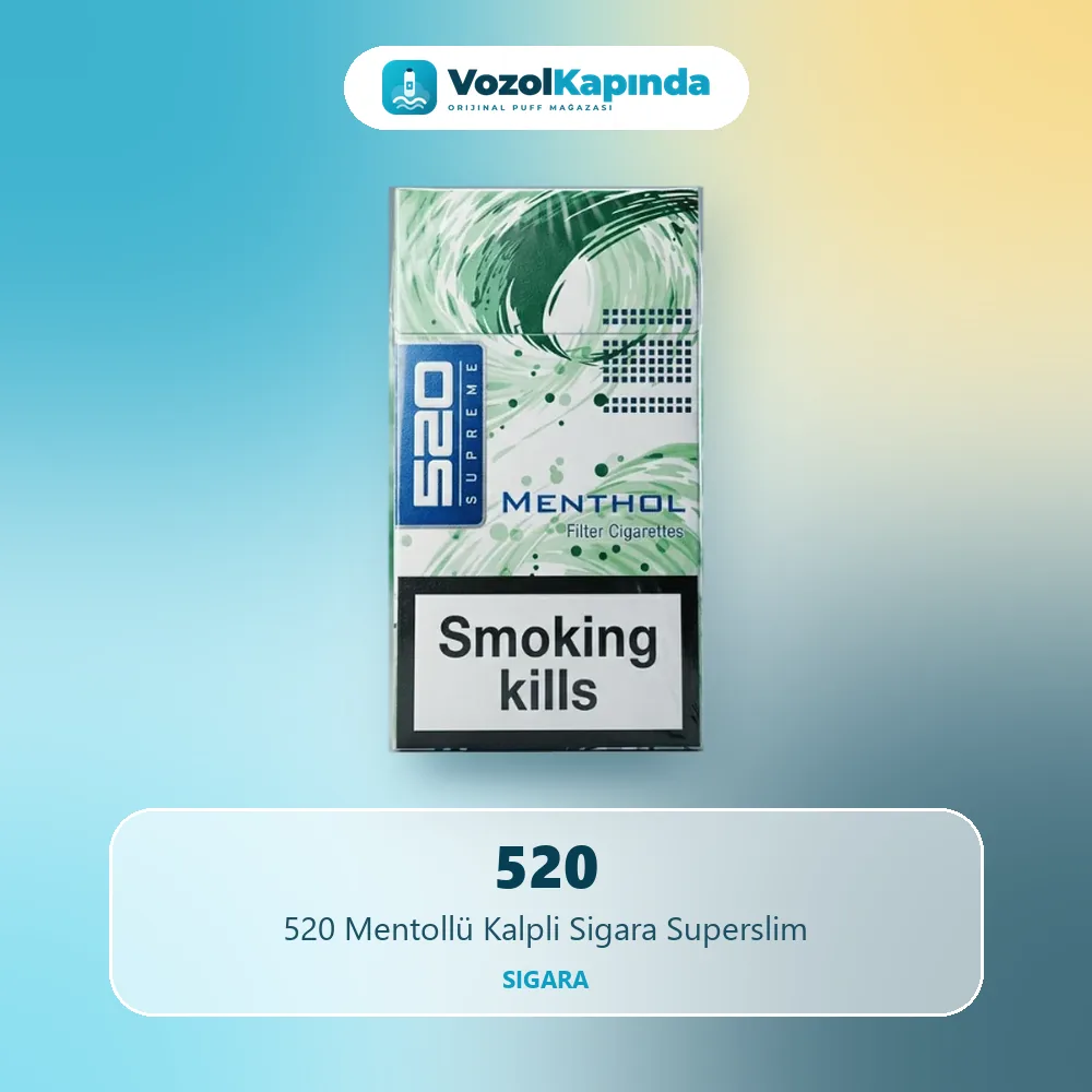 520 Mentollü Kalpli Sigara Superslim bilgi kartı, orijinal sigara