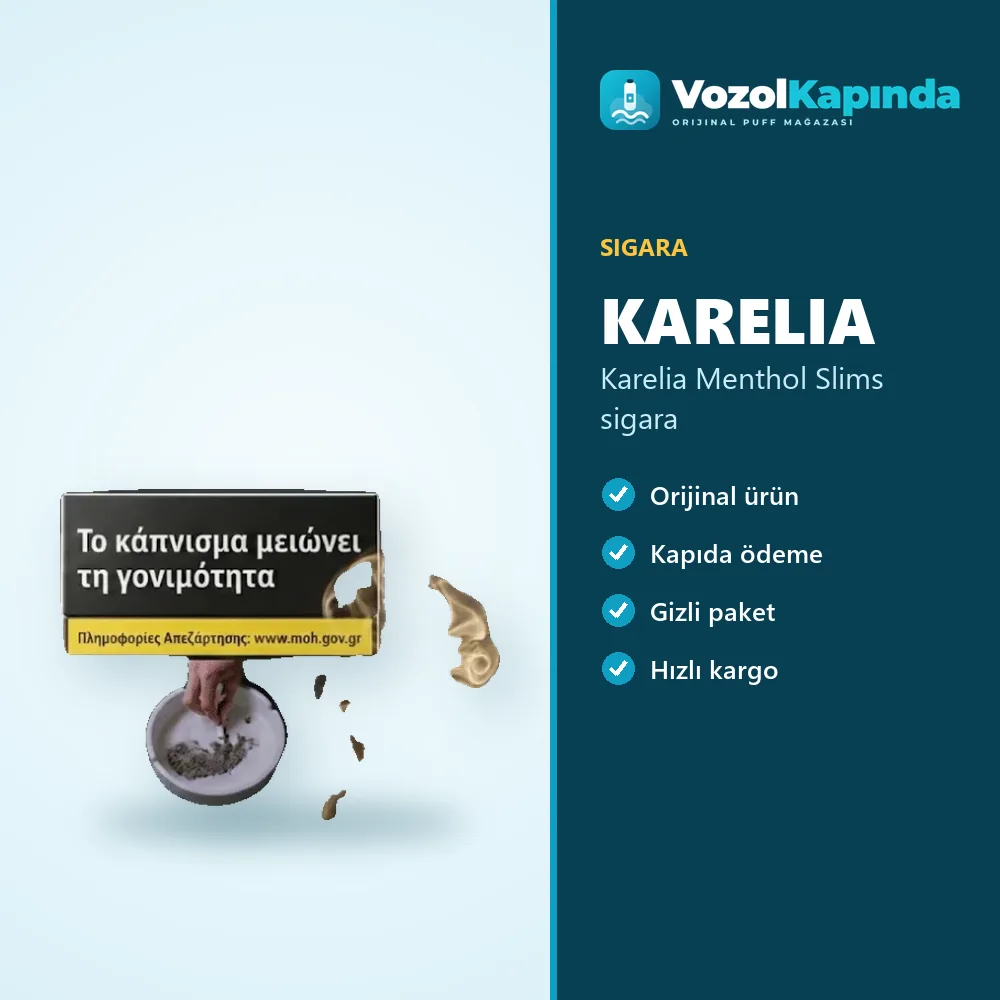 Karelia Menthol Slims sigara Sipariş Bilgileri Karelia Menthol Slims sigara özellikleri: orijinal ürün, kapıda ödeme, gizli paket