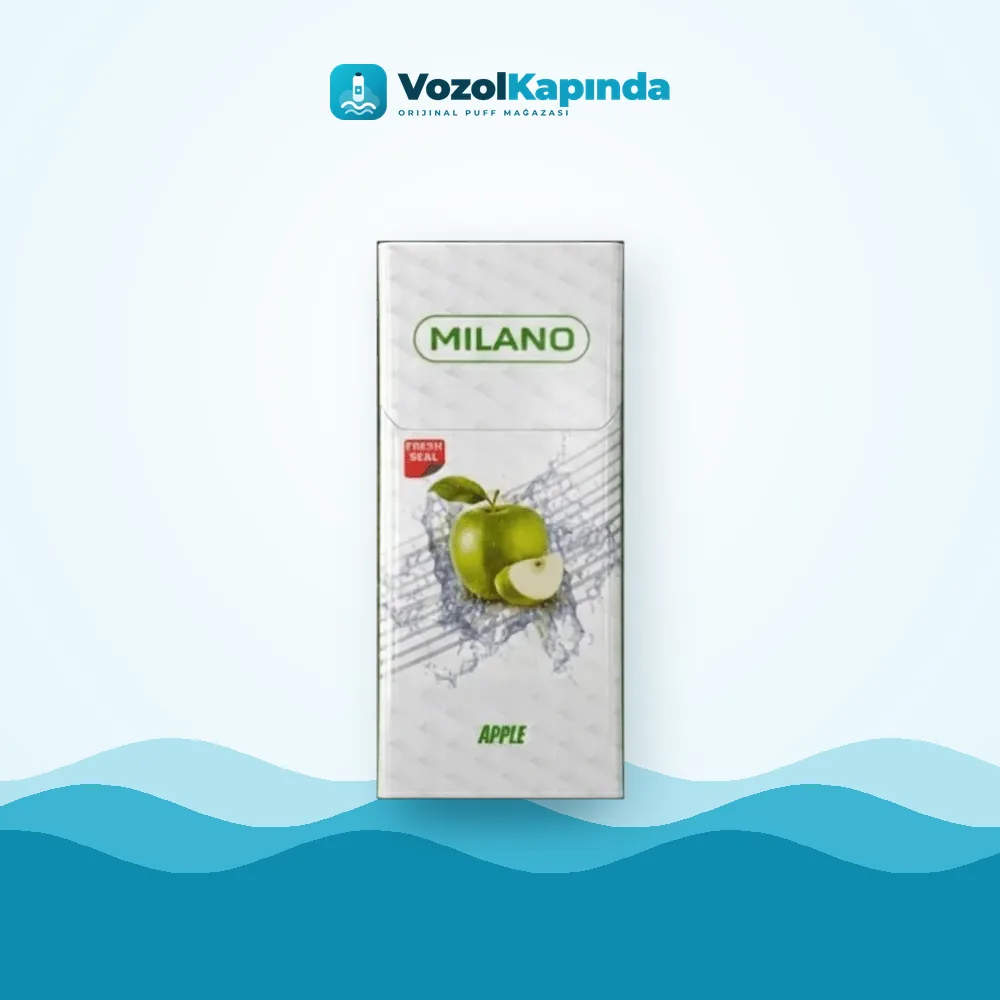 Milano Apple Süperslim sigara Elma aromalı Paket Görünümü Milano Apple Süperslim sigara Elma aromalı ürün görseli, orijinal sigara