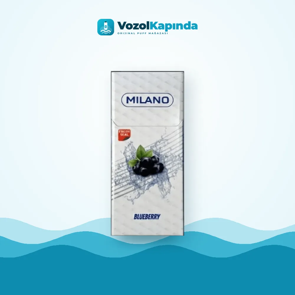 Milano Blueberry Süperslim sigara Yabanmersini aromalı paket görünümü