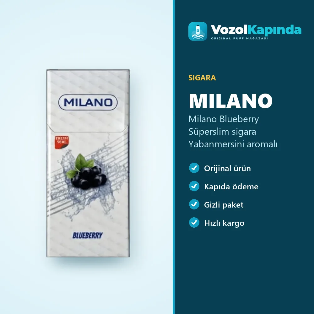 Milano Blueberry Süperslim sigara Yabanmersini aromalı sipariş avantajları: kapıda ödeme ve gizli paket