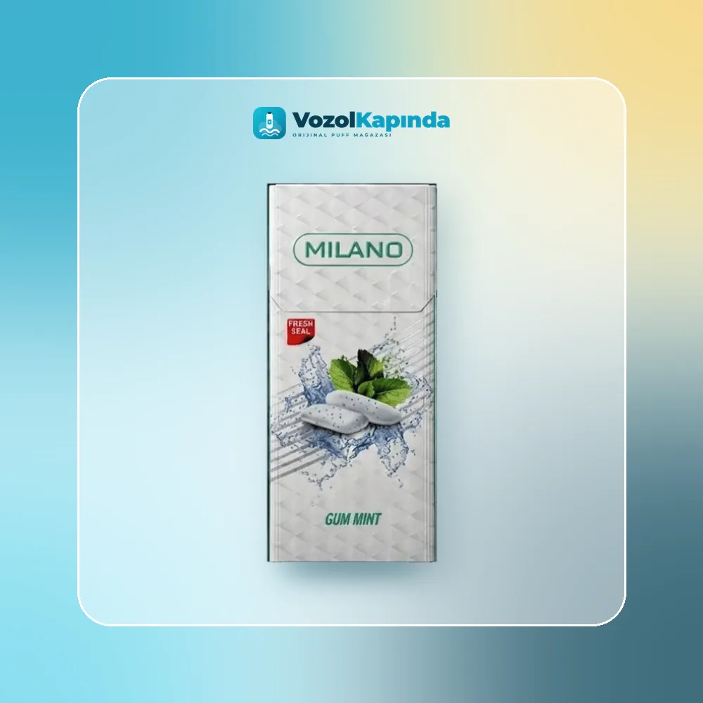 Milano Gum Mint Süperslim sigara Naneli Sakız aromalı paket görünümü