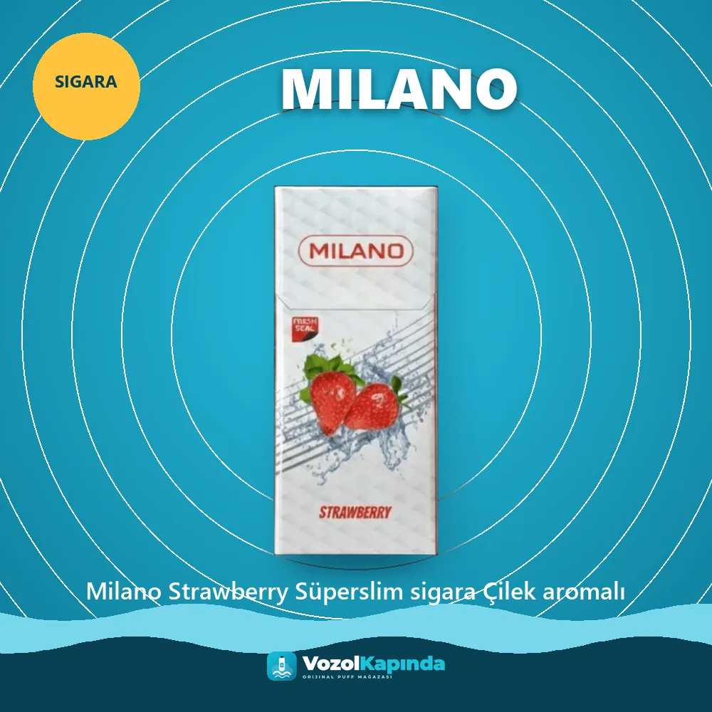 Milano Strawberry Süperslim sigara Çilek aromalı Bilgi Kartı Milano Strawberry Süperslim sigara Çilek aromalı bilgi kartı, orijinal sigara
