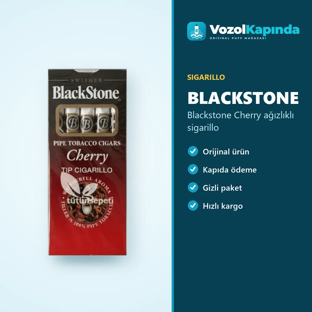 Blackstone Cherry ağızlıklı sigarillo Sipariş Bilgileri Blackstone Cherry ağızlıklı sigarillo özellikleri: orijinal ürün, kapıda ödeme, gizli paket