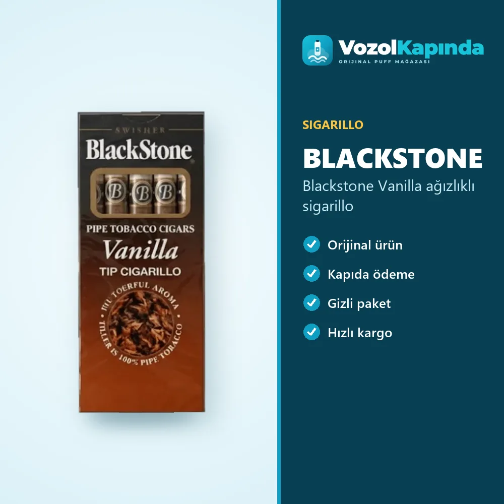 Blackstone Vanilla ağızlıklı sigarillo özellikleri: orijinal ürün, kapıda ödeme, gizli paket
