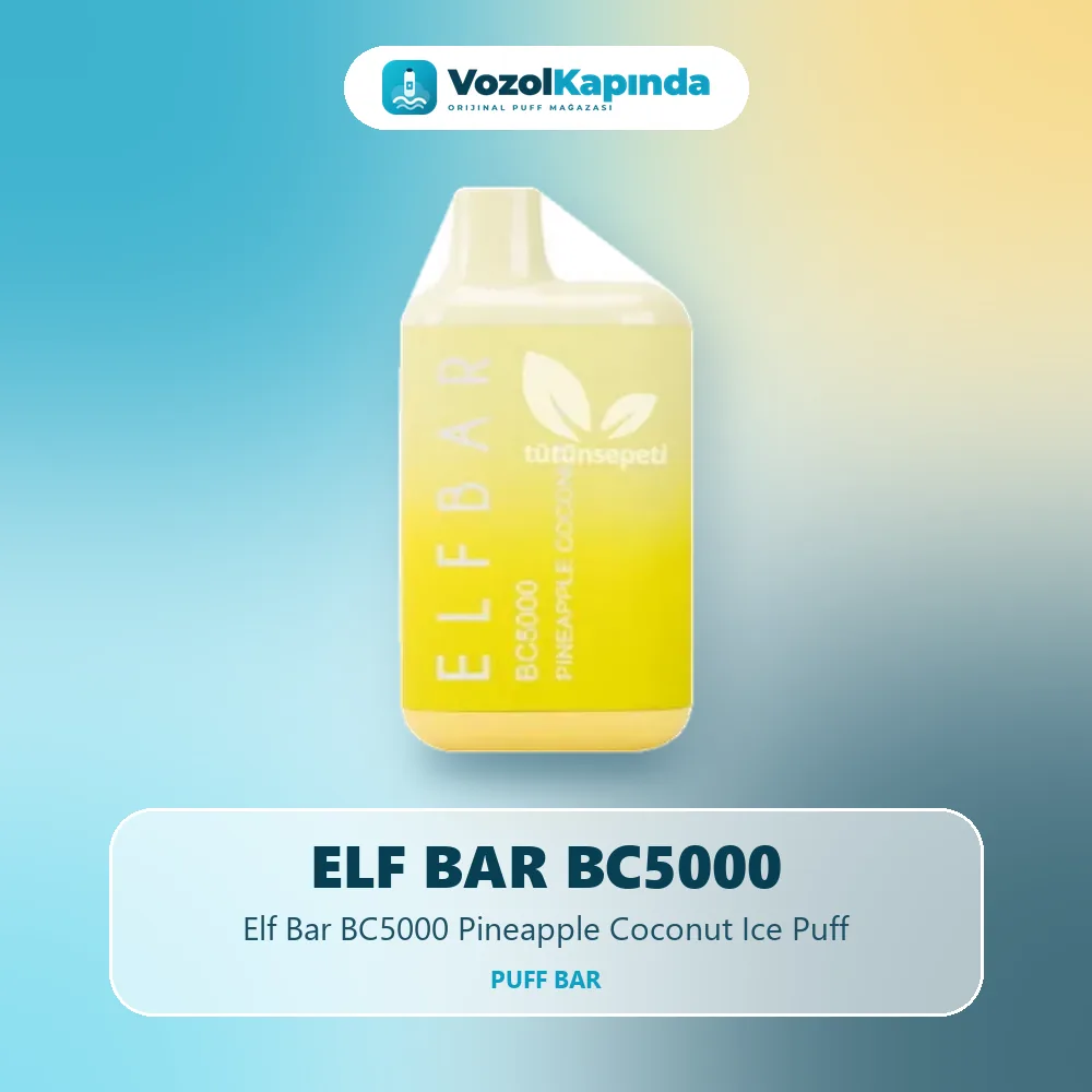 Elf Bar BC5000 Pineapple Coconut Ice Puff Özellikleri Elf Bar BC5000 Pineapple Coconut Ice Puff bilgi kartı, orijinal puff bar