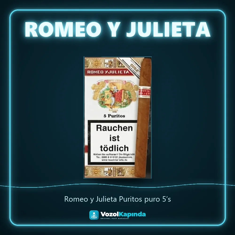 Romeo y Julieta Puritos puro 5’s Sipariş Bilgileri Romeo y Julieta Puritos puro 5’s bilgi kartı, orijinal Küba purosu