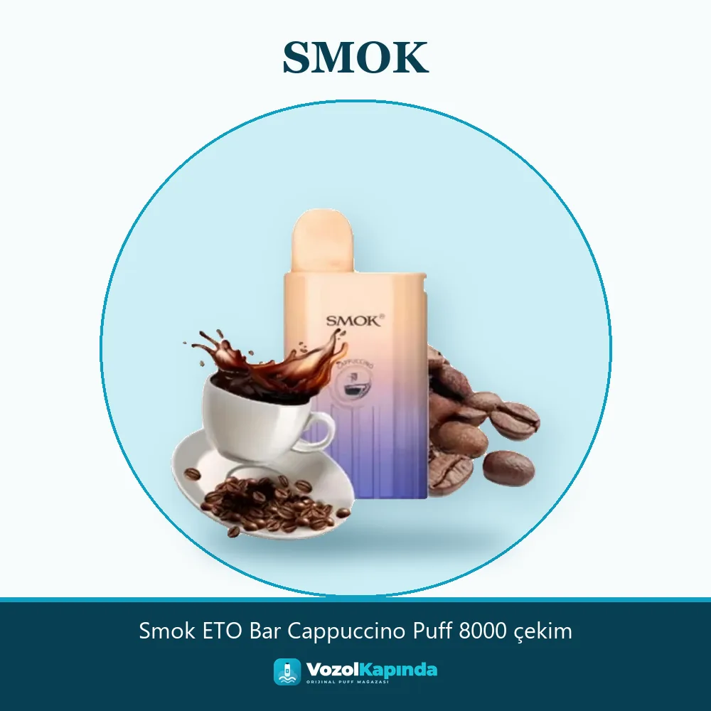 Smok ETO Bar Cappuccino Puff 8000 çekim bilgi kartı, orijinal puff bar