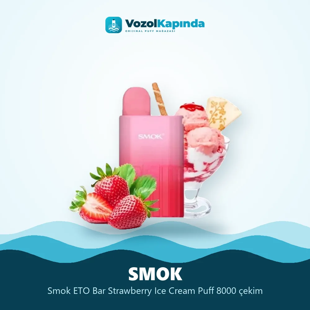 Smok ETO Bar Strawberry Ice Cream Puff 8000 çekim Bilgi Kartı Smok ETO Bar Strawberry Ice Cream Puff 8000 çekim özellikleri: orijinal ürün, kapıda ödeme, gizli paket