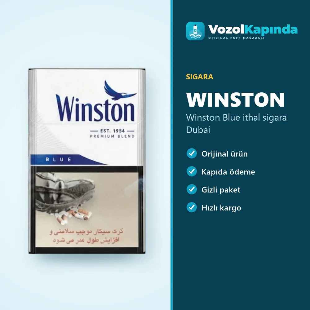 Winston Blue ithal sigara Dubai bilgi kartı, orijinal sigara