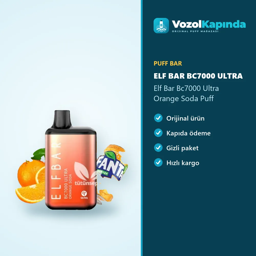 Elf Bar Bc7000 Ultra Orange Soda Puff sipariş avantajları: kapıda ödeme ve gizli paket