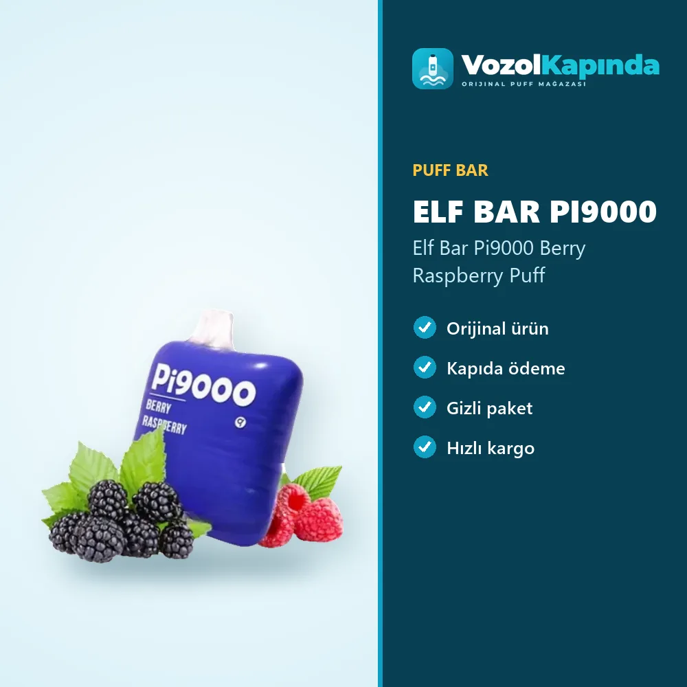 Elf Bar Pi9000 Berry Raspberry Puff Özellikleri Elf Bar Pi9000 Berry Raspberry Puff bilgi kartı, orijinal puff bar