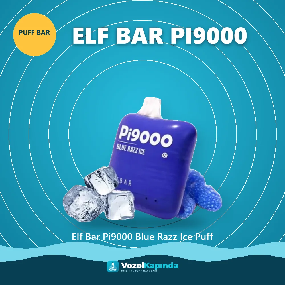 Elf Bar Pi9000 Blue Razz Ice Puff bilgi kartı, orijinal puff bar