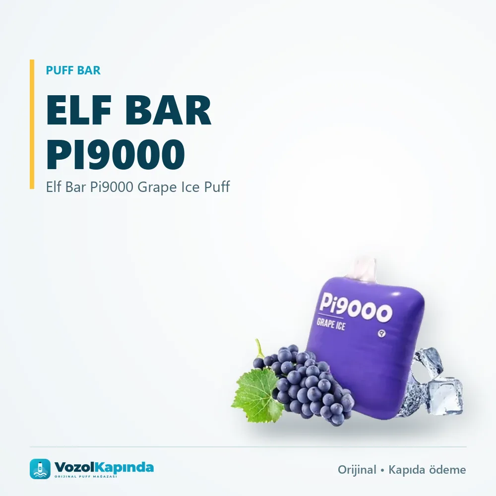 Elf Bar Pi9000 Grape Ice Puff bilgi kartı, orijinal puff bar