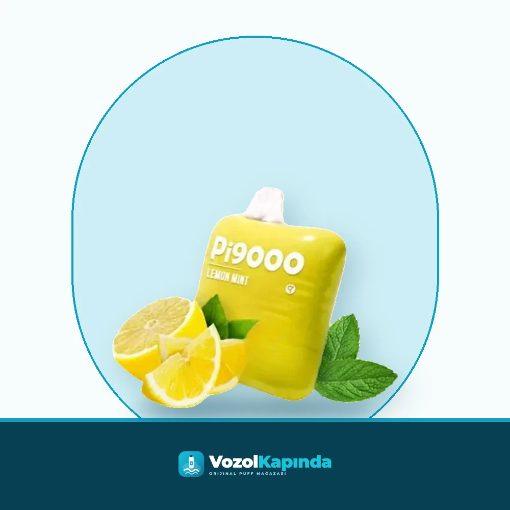 Elf Bar Pi9000 Lemon Mint Puff Paket Görünümü Elf Bar Pi9000 Lemon Mint Puff ön yüz görseli, orijinal ambalaj