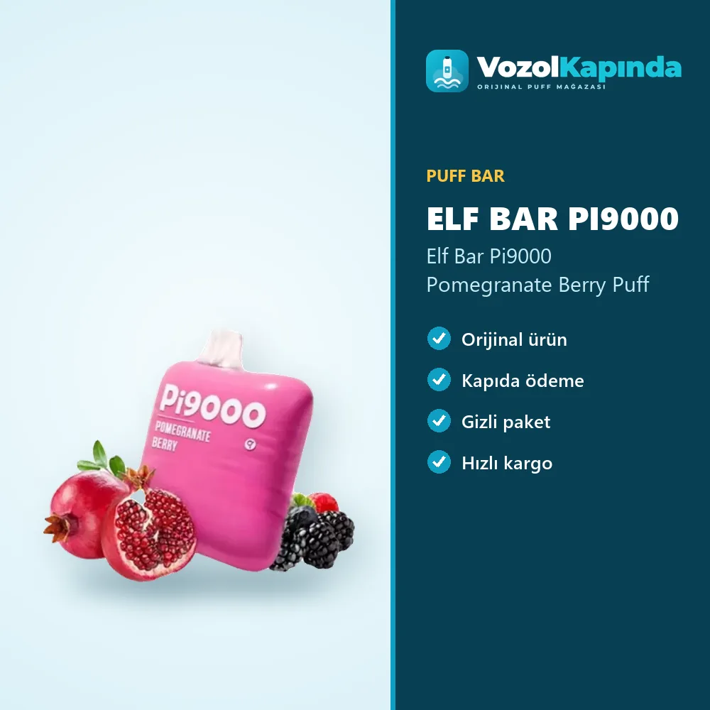 Elf Bar Pi9000 Pomegranate Berry Puff bilgi kartı, orijinal puff bar