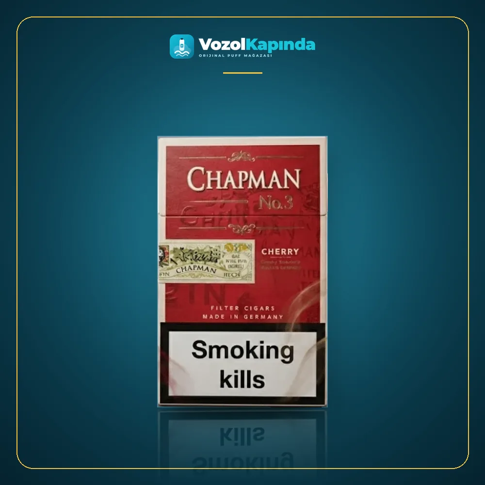Chapman Cherry Slim sigara Tatlı Kiraz aromalı Paket Görünümü Chapman Cherry Slim sigara Tatlı Kiraz aromalı paket görünümü