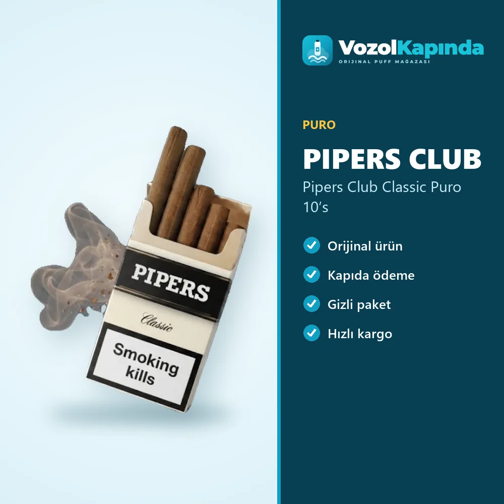 Pipers Club Classic Puro 10’s Sipariş Bilgileri Pipers Club Classic Puro 10’s özellikleri: orijinal ürün, kapıda ödeme, gizli paket