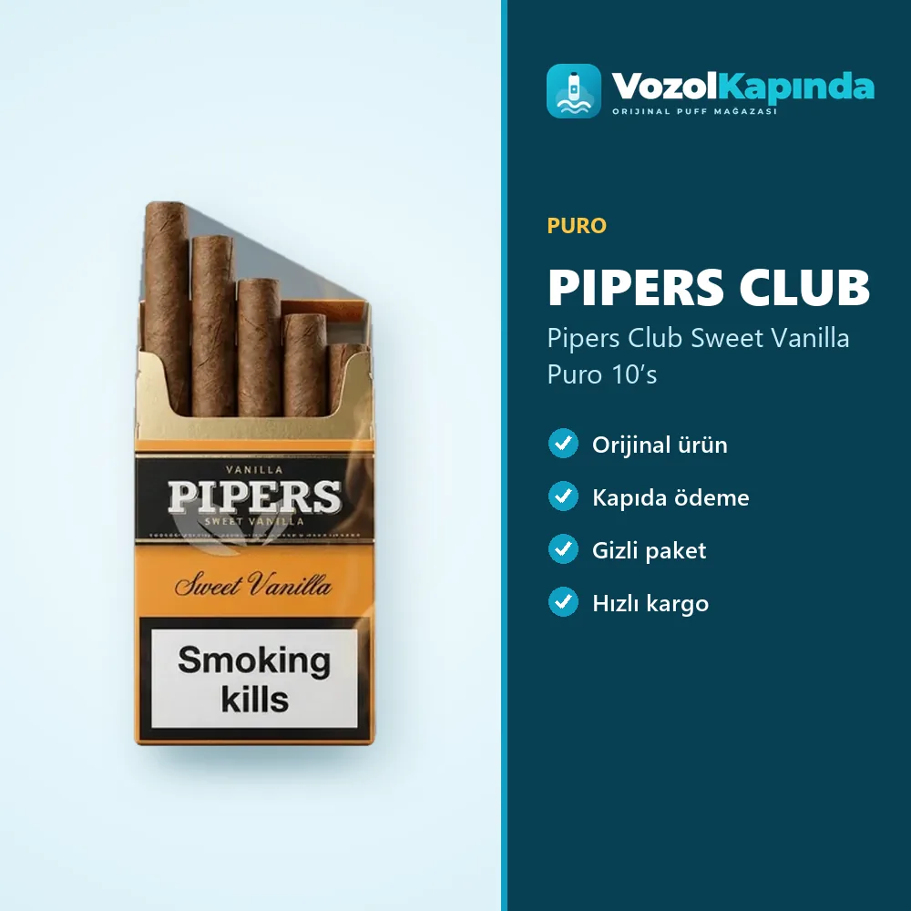 Pipers Club Sweet Vanilla Puro 10’s Özellikleri Pipers Club Sweet Vanilla Puro 10’s özellikleri: orijinal ürün, kapıda ödeme, gizli paket